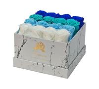 Forevera Caja de rosas eternas | 16 multicolor preservadas | Flores reales de larga duración duran más de un año | Caja de mármol | Regalo para mujer | Regalo para el día de San Valentín de la madre