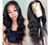 Foreverlove Pelucas de cabello humano con encaje frontal HD para mujeres negras, densidad del 200 %, 13 x 4, pelucas de encaje frontal transparente, color negro natural (22 pulgadas, ondulado)