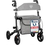 ForeverSenior Rollator Andador Ligero Plegable con Asiento y Respaldo | 7,2kg · Ruedas para Todo Terreno · Estrecho para Ancianos y Personas Mayores con Movilidad Reducida