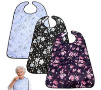 Foreverup Baberos para adultos, 3 unidades, baberos para personas mayores, impermeables, protección de alimentos con cierre de , protección para la ropa, impermeable con recogemigas, para adultos