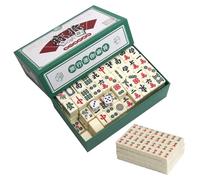 Foreverup Juego de mahjong pequeño, juego de mahjong de 144 azulejos portátil, juego de viaje Mahjong, juego de mahjong tradicional chino con estuche de viaje y 2 dados para ocio, viajes, fiestas