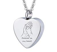 ForeverWill Collar de urna de cremación para mascotas, colgante de urna funeraria de acero inoxidable para perro, gato, soporte de cenizas, Forever in My Heart, Acero inoxidable