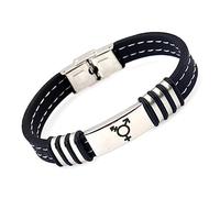 ForeverWill Genderqueer Pulsera Transgénero Símbolo de Líneas de Identidad No Binarias Brazalete de Silicona con Etiqueta de Identidad Transgénero Pulsera Transgénero LGBTQ Joyería para Hombres