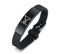 ForeverWill - Pulsera de silicona negra con sigilo de Lucifer para adolescentes, hombres y mujeres, símbolo satánico bíblico, pulsera espiritual inspiradora de Satanas Sigillum, regalos para él y ella