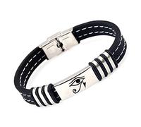 ForeverWill Pulsera minimalista de silicona grabada con símbolo egipcio de ojo de Horus para hombres y mujeres, color negro, Acero inoxidable Silicona