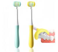 FOREVIVE - Cepillo de dientes infantil de 3 lados, 2 piezas, con tres cerdas, para ni os con autismo, cerdas suaves y delicadas para un cuidado c