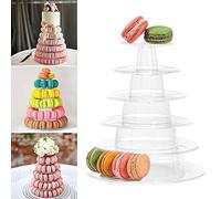 ForeWan Soporte para tartas de postre, torre redonda de macaron de 6 niveles, soporte de exhibición de macaron transparente, soporte para cupcakes, árbol para boda, día de San Valentín, fiesta de