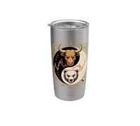 Forex Bull Bear Currency Trader Vaso térmico de acero inoxidable de doble pared