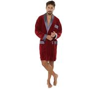 FOREX Lingerie Albornoz para hombre moderno y cómodo de terciopelo o algodón, fabricado en la UE, varios modelos, Burdeos Cortos, M