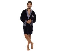 FOREX Lingerie Albornoz para hombre moderno y cómodo de terciopelo o algodón,varios modelos, Azul Oscuro Corto, XXL
