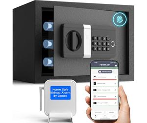 FORFEND Cajas fuertes inteligentes para el hogar | Desbloqueo/alarma con aplicación WiFi Safe Box | Comando de voz, alarma de secuestro, detección de manipulaciones, modo congelado | Caja de seguridad