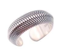 ForFox Anillo de escamas de dragón de 8 mm para hombre anillo de escala de serpiente de plata de ley 925 abierto ajustable