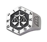 ForFox Anillo de Libra Signo del Zodiaco horoscópo de Plata de Ley 925 Anillo de constelación joyería de astrología para Hombre y Mujer Abierto Ajustable