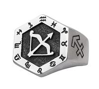 ForFox Anillo de Sagitario Signo del Zodiaco horoscópo de Plata de Ley 925 Anillo de constelación joyería de astrología para Hombre y Mujer Abierto Ajustable