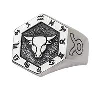 ForFox Anillo de Tauro Signo del Zodiaco horoscópo de Plata de Ley 925 Anillo de constelación joyería de astrología para Hombre y Mujer Abierto Ajustable