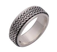 ForFox Anillo Giratorio antiestrés de Cuerda Trenzada de Plata de Ley 925 Anillo de Banda de ansiedad Fidget para Hombres Mujeres Talla 17