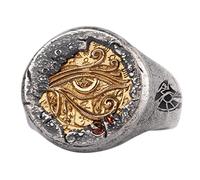 ForFox Anillo ojo de horus de plata de ley 925 con dioses egipcios anubis y horus para hombres y mujeres abierto y ajustable