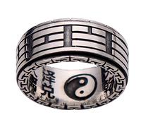 ForFox Anillo yin yang tai chi taoísmo de plata de ley 925 anillo giratorio ansiedad antiestrés para hombre mujer 10mm talla 24