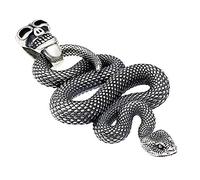 ForFox Colgante de serpiente mamba de plata de ley 925 negra para hombre mujer