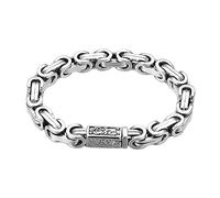 ForFox Pulsera bizantina cuadrada de plata de ley 925 pulsera de cadena de eslabones con cierre de pulsador de dragón para hombre 7mm 20cm