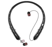 ForFuego Auriculares Bluetooth con banda para el cuello, cable retráctil, tiempo de reproducción de 18 horas, IPX5 impermeable, altavoz de 10 mm, llamada CVC 8.0, Bluetooth 5.0, alerta de vibración