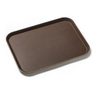 Forgast Bandeja Rectangular para Servir | Tamaño 56x41 cm | Plástico con Superficie de Goma Antideslizante | Bandeja Decorativa | Bandeja de Camarero | Color Marrón y Verde camareros