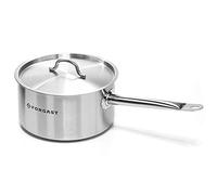 FORGAST Cacerola Acero Inoxidable 6L 24cm con Tapa, Olla Inducción | Fondo difusor 3mm, olla grande profesional, mango frío, apto lavavajillas. Cazuelas universales hostelería.