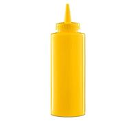 Forgast Dispensador de Salsa | Capacidad 350 ml | Botella Exprimidora de Plástico | Amarillo | Botella dosificadora | Profesional para Salsa, vinagre, Aceite de Oliva, Ketchup, mayonesa, Mostaza, BBQ