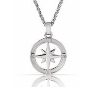 Forge & Foundry Colgante de brújula de acero inoxidable para hombre con cadena ajustable de 53 cm | Joyería artesanal de diseño de Londres, One Size Fits All, Acero inoxidable, Sin piedra preciosa