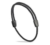 Forge & Foundry Pulsera ajustable de cuero trenzado negro para hombre | Cierres deslizantes negros mate, talla única, Cuero, No es una piedra preciosa