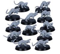 Forged Terrain Juego en miniatura de ratas gigantes, 12 figuras de monstruo en bases de 25 mm para juegos de rol de mesa y juegos de guerra, escala de 32 mm compatible con juegos de mesa, modelos de