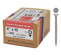 Forgefix CSK410Z - Tornillo para madera (tamaño: 4" x 10) | Tornillos de rosca doble chapados en zinc brillantes avellanados para unir rápidamente tacos de pared de madera