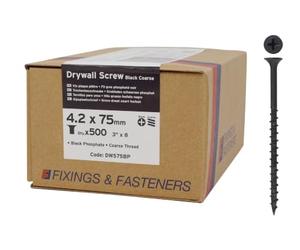 Forgefix DWS55BP - Tornillo rosca chapa Philips (500 unidades) | Tornillos de rosca gruesa de fosfato negro Phillips para paneles de yeso a marco de pernos de madera