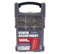 ForgeFix Organizador multiusos de tornillos para madera exclusivo de Amazon | Tornillos de madera pasivados de zinc amarillo profesional, kit surtido de cierres de varios tamaños con estuche organizador