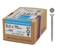 Forgefix POZI570S - Tornillo con cabeza avellanada (acero inoxidable) | Tornillos de rosca única de acero inoxidable A2 avellanados Pozi-Drive para madera, tablero, sanitarios
