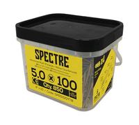 Forgefix Spectre - Tornillo para madera compatible con PZ CSK ZYP 5.0 x 100 mm Mega Tub 850, cuenta con una cabeza empotrada avellanada, compatible con pozidrive, totalmente roscado, hasta 50 mm