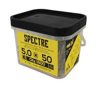 Forgefix Spectre - Tornillo para madera compatible con PZ CSK ZYP 5.0 x 50 mm Mega Tub 1500, cuenta con una cabeza empotrada avellanada, compatible con pozidrive, totalmente roscado, hasta 50 mm