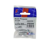 Forgefix Tornillo Pozi multiusos CSK ST ZP 4,0 x 30 mm ForgePack 20, utilizado en todos los oficios, incluyendo carpintería, electricidad y fontanería