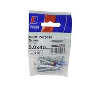 Forgefix Tornillo Pozi multiusos CSK ST ZP 5.0 x 40 mm ForgePack 10, utilizado en todos los oficios, incluyendo carpintería, electricidad y fontanería