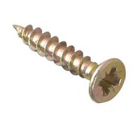 ForgeFix Tornillos multiuso de rosca única | 3,5 x 25 mm | Zinc amarillo pasivado | Caja 200