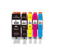 Forgekael 5 6 uds 450XL 451XL Cartucho de Tinta PGI 450 CLI 451 PGI450 Compatible con MG5440 MG5540 MG6440 Ip7240 MX924 IX6540 IX6840(5pcs)