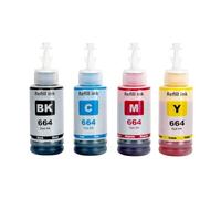 Forgekael 664 T664 Recarga de Tinta Paquete de 4 compatibles con L566 L575 L1300 ET2500 ET2550 ET2600 ET2650 ET-4500 ET-14000 L396 L3050 L3060 L3070(1set)