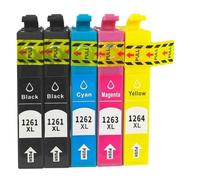 Forgekael Cartucho de Tinta Compatible con 126 T126 T1261 T1262 T1263 T1264 WF-3520 WF-3530 WF-3540 WF-7010 WF-7510 WF-7520(5pcs)