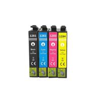 Forgekael Cartucho de Tinta T1281 T1281XL Compatible con S22 SX125 SX130 SX230 SX235W SX445W T12XL(1BK 1C 1Y 1M)