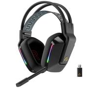 Forgeon Captain RGB Auriculares Gaming Inalámbricos Negros con Micrófono Extraíble, Triple Conectividad 2.4GHz Bluetooth y Jack 3.5 mm, RGB, hasta 70 Horas de Autonomía, PC PS5 PS4 Switch Smartphone
