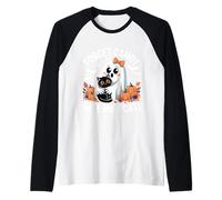 Forget Candy Give Me A Cat Halloween Fantasma Sosteniendo Gato Negro Camiseta Manga Raglan