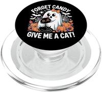 Forget Candy Give Me A Cat Halloween Fantasma Sosteniendo Gato Negro PopSockets PopGrip para MagSafe