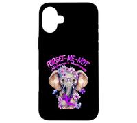 Forget Me Not Alzheimers - Cinta de Elefante Morado Carcasa para iPhone 16 Plus