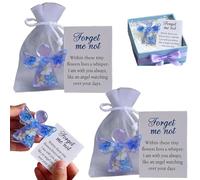 Forget Me Not Dried Flower Angel Keepsakem, Guardian Angel with Sympathy Card & Organza Bag, Memorial Pocket Hug Token for Loss of Loved One Remembrance (#A,#2PCS)