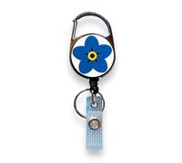 Forget Me Not Flower Alzheimer/Demencia - Carrete retráctil con clip para cinturón